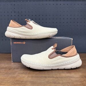 New W/ Box! Women's Merrell HUT MOC Cozy Marshmallow Beige Tan Slip On Sneakers